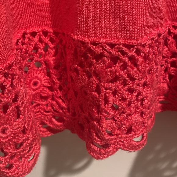Boston Proper Coral Crochet Accented Lightweight Sweater - Picture 2 of 10